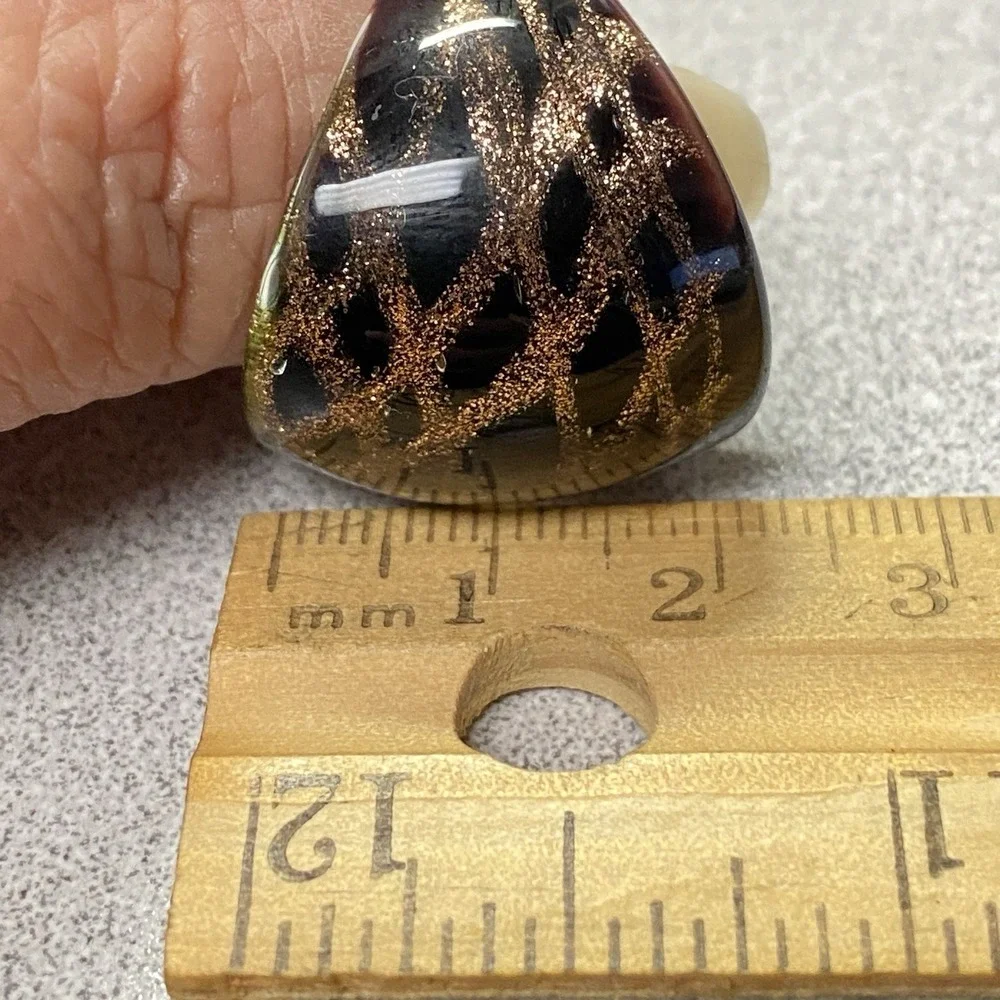VINTAGE Glass Glitter MCM Dichroic Ring Sz 6 - Picture 11 of 11
